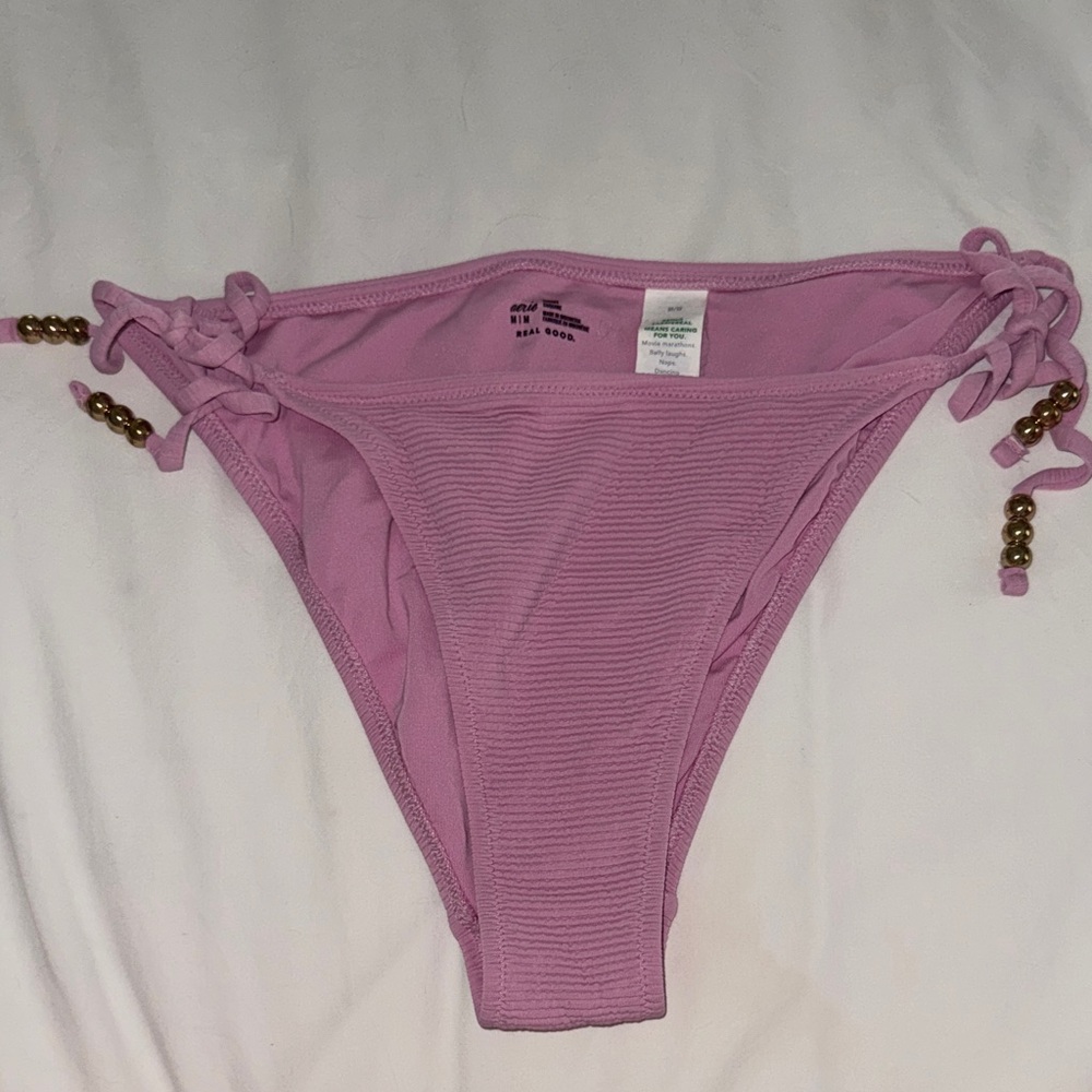 Aerie Lavender Ribbed String Bikini Bottoms with Side Ties
